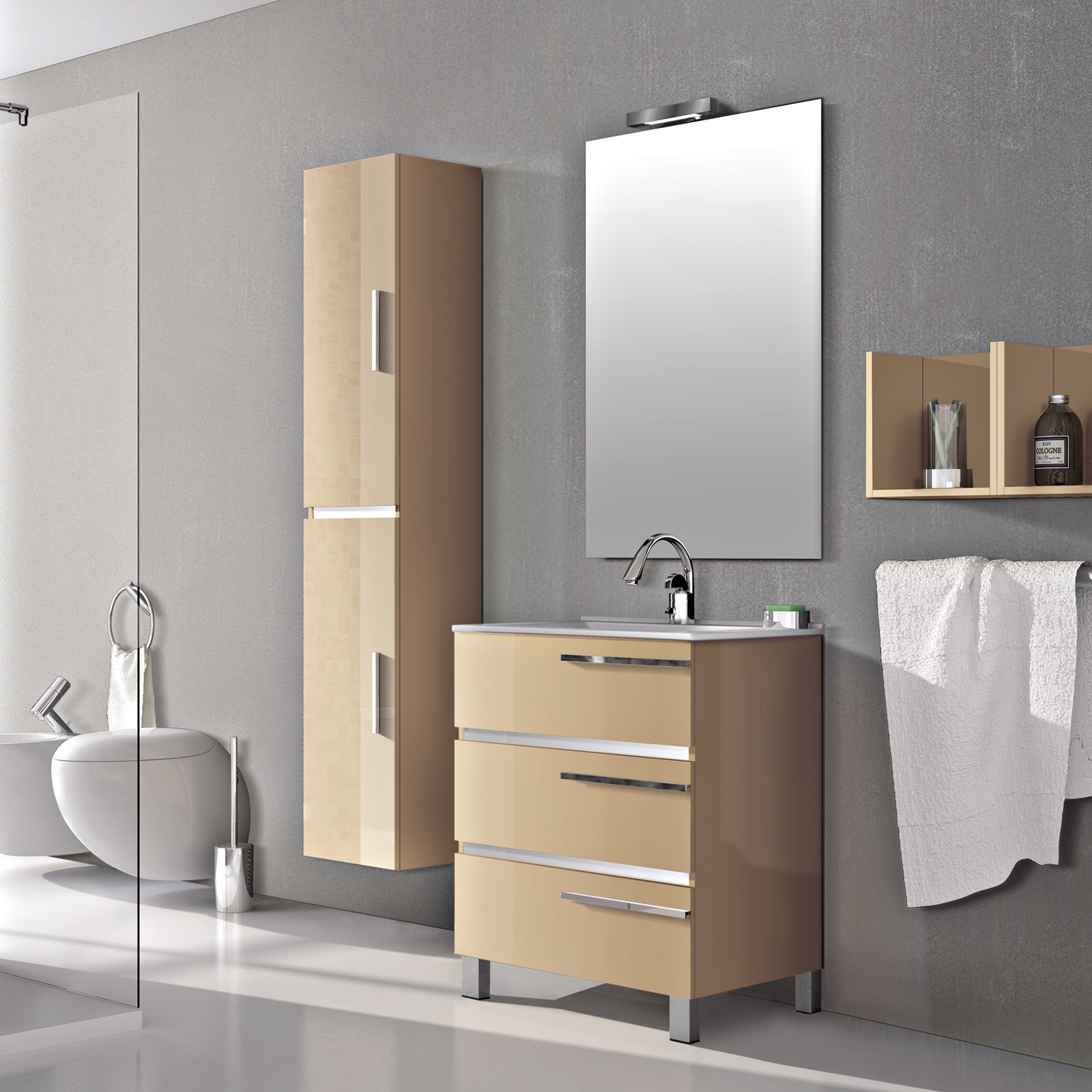 Eviva Olivia 32" Beige Free Standing Bathroom Vanity with White