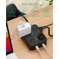 thumbnail image 2 of Power Strip Sur Protector - Flat Plug, Wall Mount, 8 Wide Outlets with 4 USB Ports (2 C), 5FT Heavy Duty Extension Cord Multiple Outlets, Charging Station Overload Protection for Home Dorm, 2 of 3