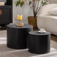 thumbnail image 2 of Leumius Nesting Coffee Table Set of 2, Round Wooden Coffee Tables Circle Modern Table, Accent End Side Table for Small Space Living Room Bedroom Black, 2 of 7