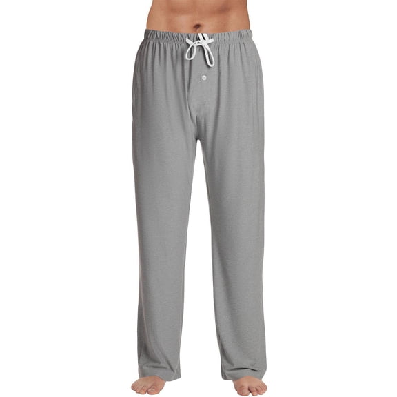 Lumtrix Men's Pajama Pants Soft Lounge Sleep Pants with Pockets & Drawstring Sleepwear Button Fly Bottoms Gray L