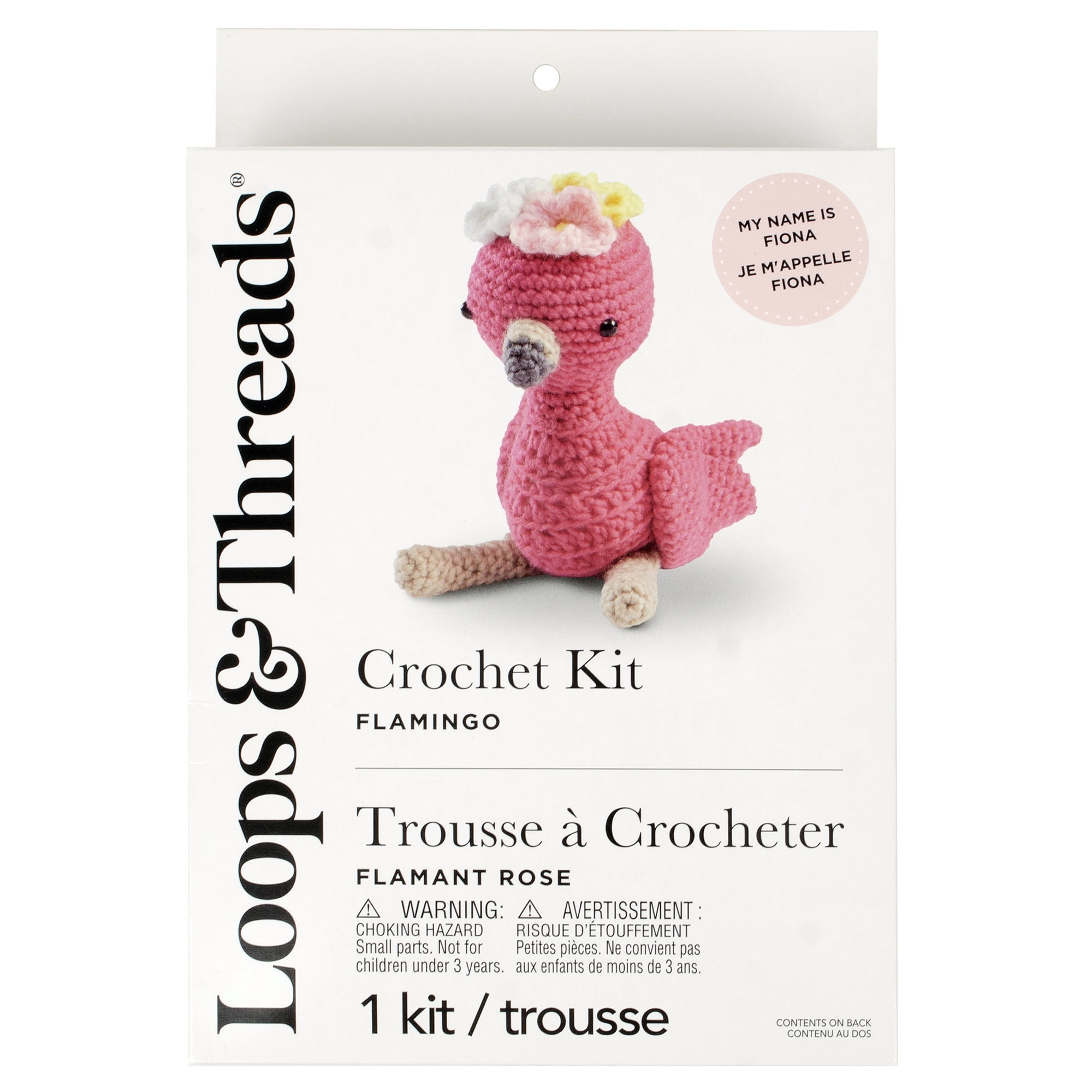 Intermediate Flamingo Amigurumi Crochet Kit by Loops & Threads – DIY Stuffed Animal Craft Set with Yarn - Fiberfill - Hook & Instructions - Intermediate Skill Level - Makes 7.5" Plush - 6 Pack