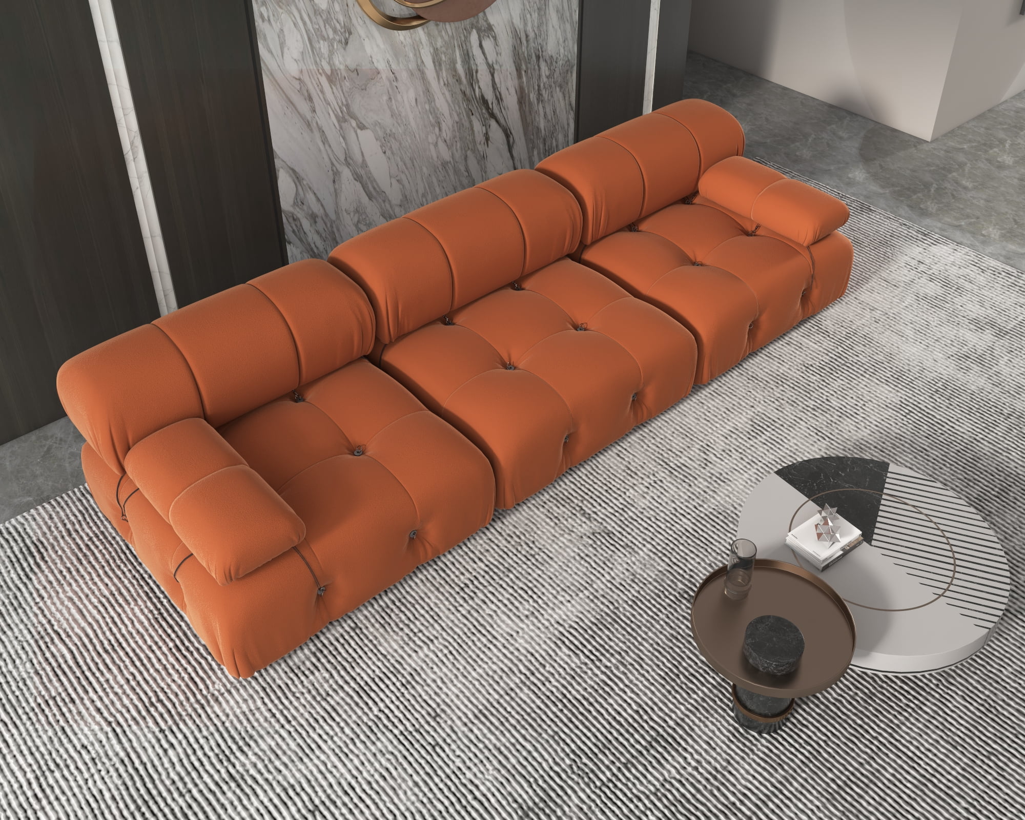 bokifol 104"Modular Sectional Sofa for Living Room,Cloud Couch 3-Seat Sofa for Apartment,Office,Bedroom,Orange