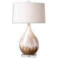 thumbnail image 1 of Uttermost Flavian Crystal and Glazed Ceramic Lamp in Beige/Ivory, 1 of 3
