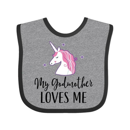 

Inktastic Godmother Loves Me Unicorn Girls Gift Baby Girl Bib