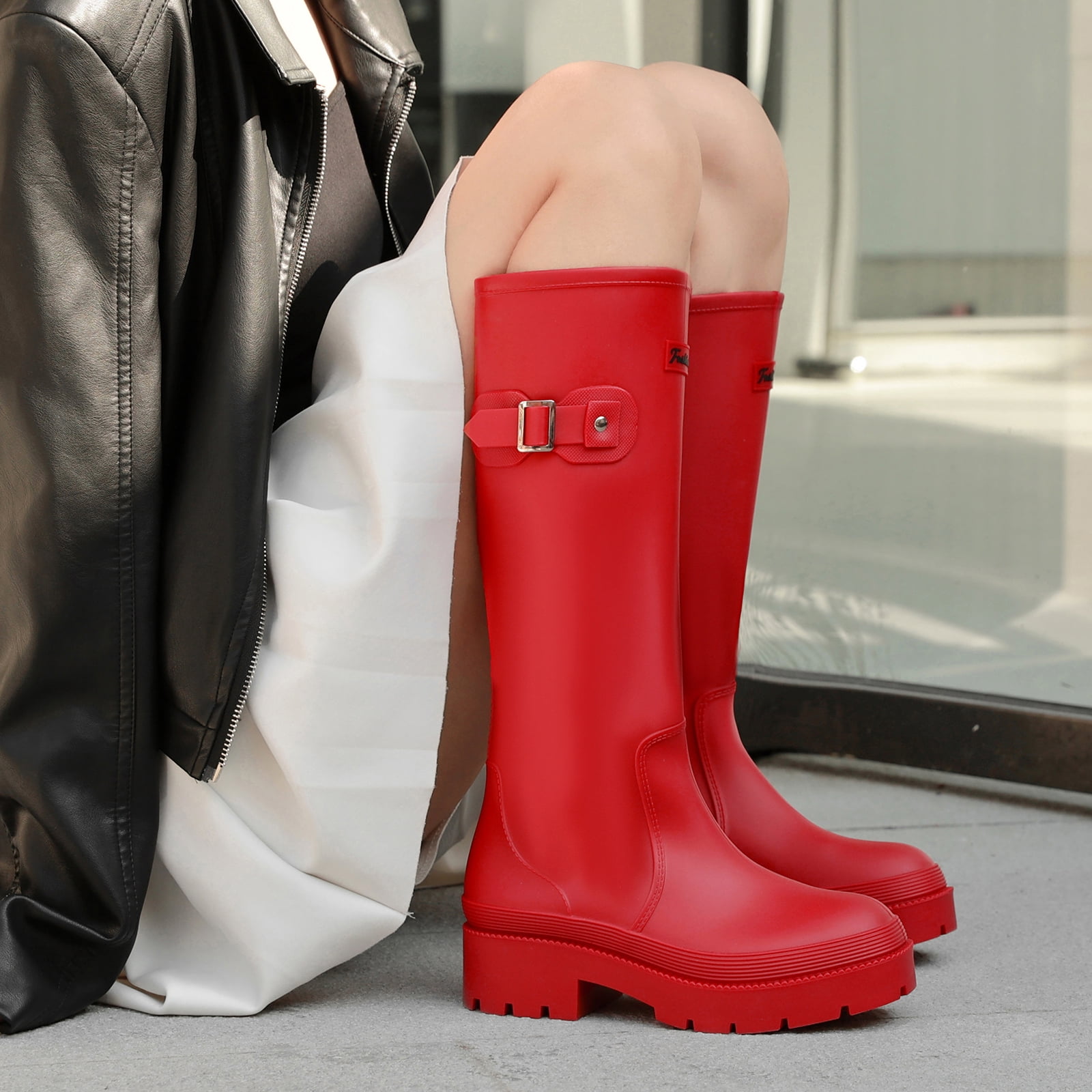 Lcamaw Rain Boots for Women, Anti-Slip Rubber Boots Waterproof Garden Muck Boots Durable Slip Resistant, Tall Water Shoes Comfort Fishing Boot Knee High Work