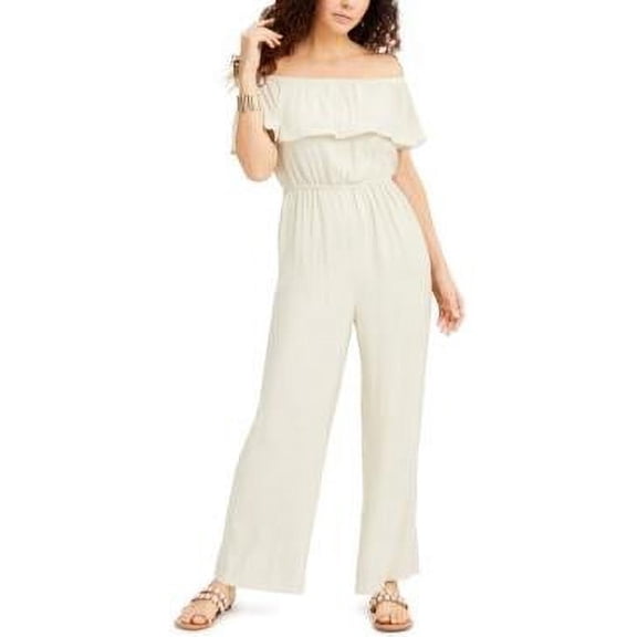 MSRP $100 Thalia Sodi Off-The-Shoulder Jumpsuit Natural Size Small
