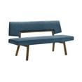 thumbnail image 2 of Channell 5 Piece Walnut Wood Dining Table Set with Benches in Blue Fabric, 2 of 10