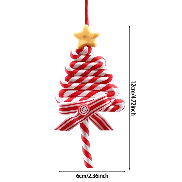 1 pieza de adorno para árbol de Navidad, arcilla suave, bastón de caramelo rojo y blanco, Papá Noel, alce, piruleta, colgante, regalo familiar de Año Nuevo, Navidad 2023