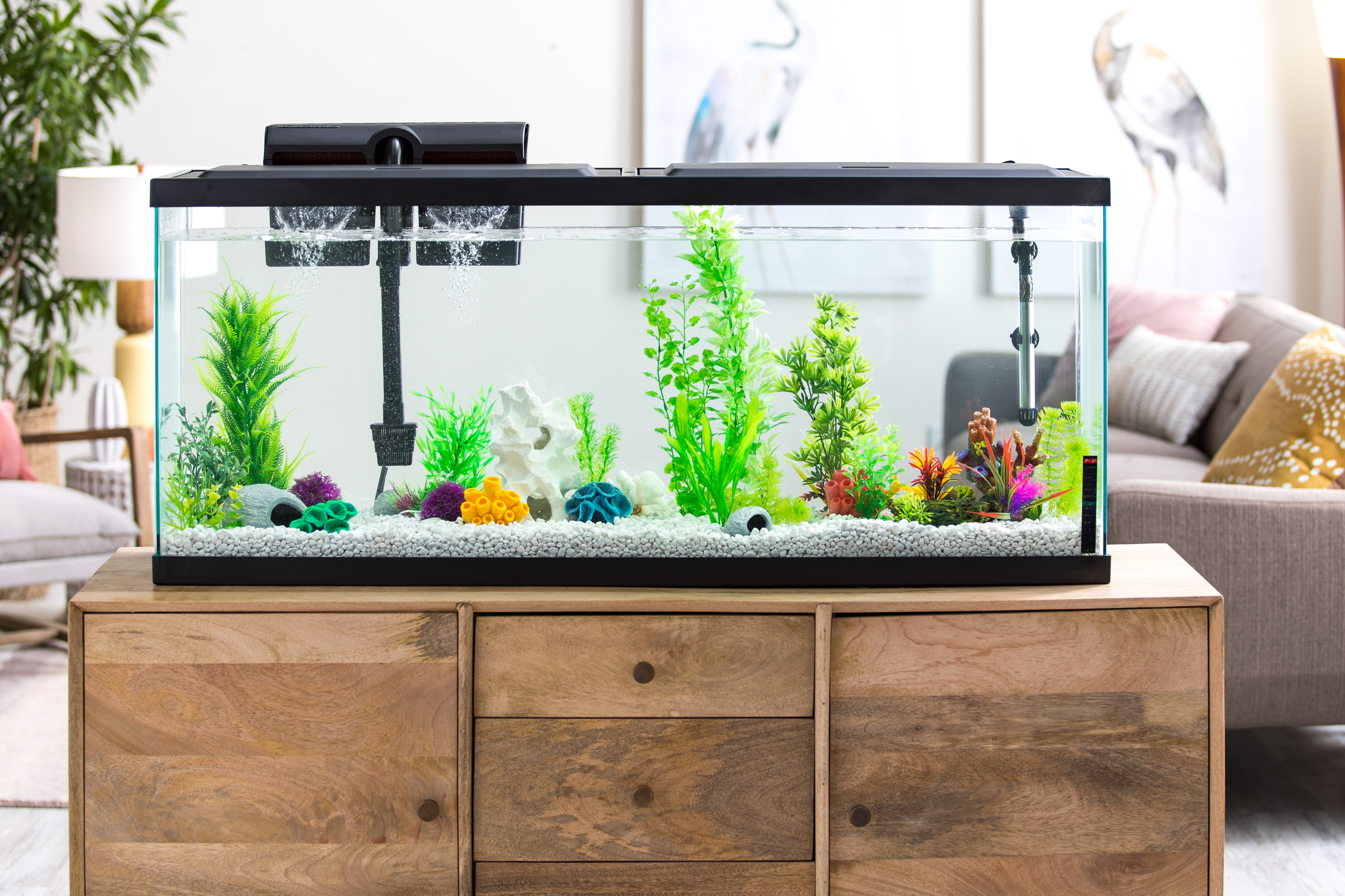 55 Gallon Aquarium Fish Tank LED Light Full Starter Kit