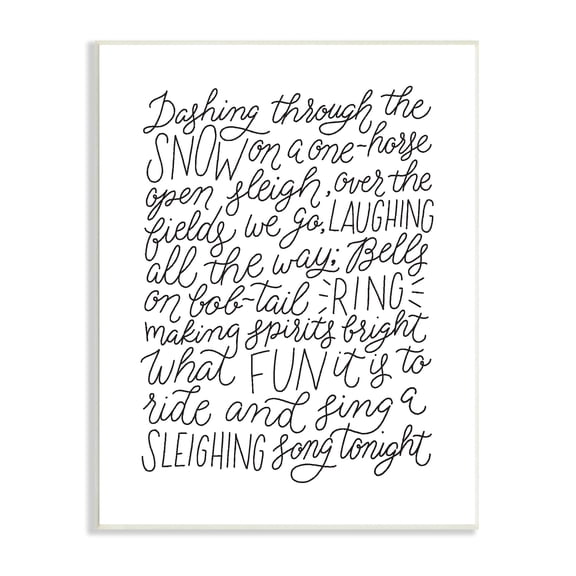Stupell Industries Dashing Through The Snow Fun Casual Calligraphy Song Graphic Art Unframed Art Print Wall Art, Design by Leah Bisch