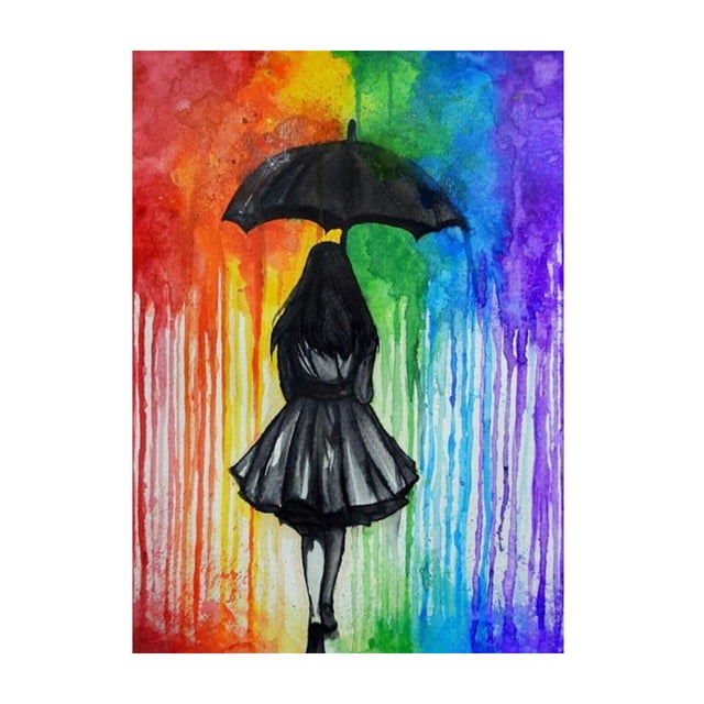 Generic 5D DIY Diamond Painting Kit - 30x40cm Frameless Umbrella Girl Art, Full Drill Multicolor Rhinestone Canvas for Home Decor, Includes Tools & Accessories