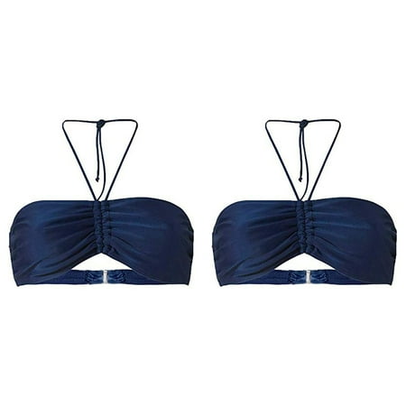 (2-Pack) Rinsvye Women s Summer Mix & Lane Swimwear Plus Size Match Plain Bikini Bandeau Swim Tights for Women 2X Top Swimwear Beachwear
