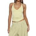 thumbnail image 3 of Women'S Spaghetti Strap V-Neck Ribbed Tank Tops for Women Slim Fitted Camisole Basic Shirts Light Green S, 3 of 7