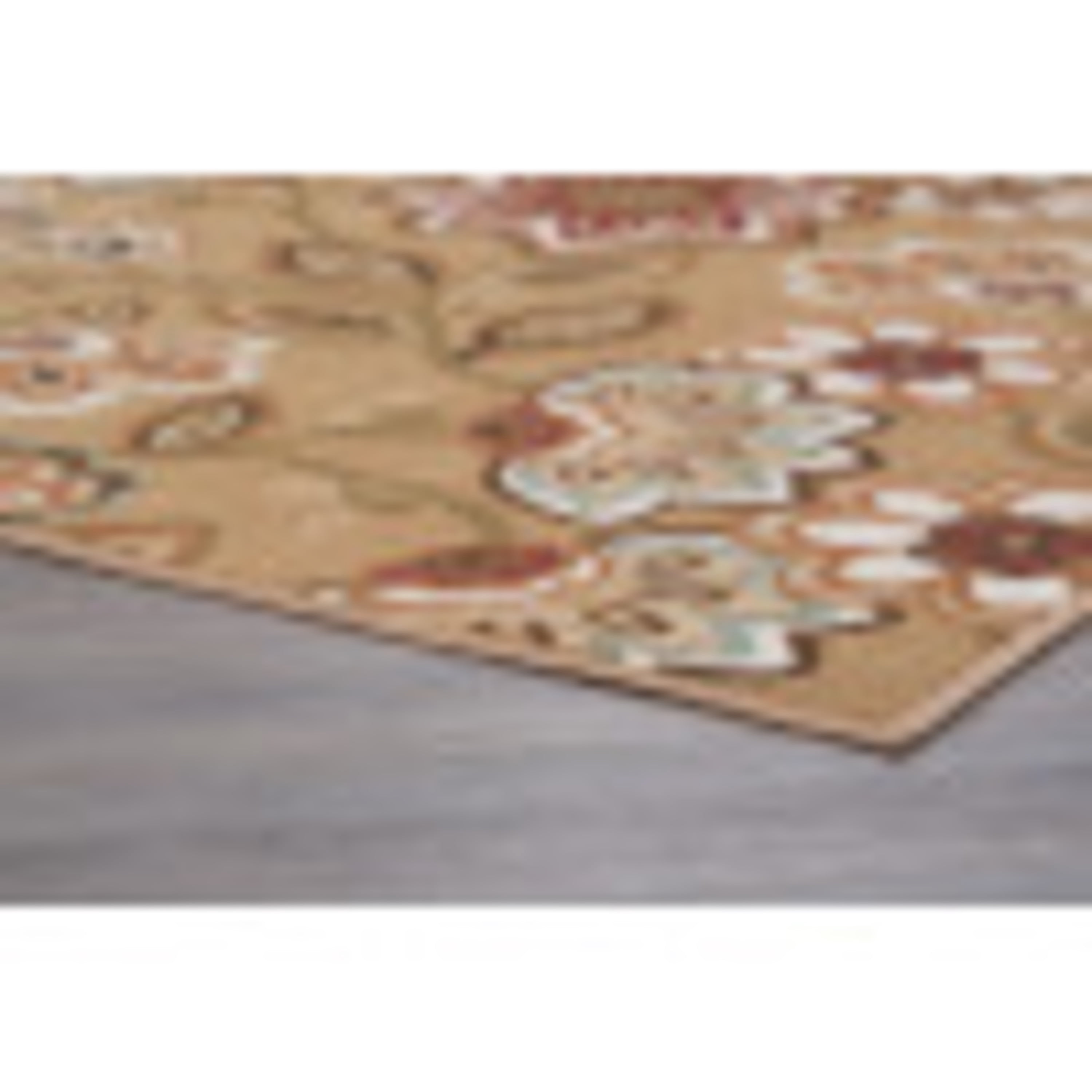 Transitional 5x7 Area Rug (5' x 7') Floral Beige, Brown Living Room Easy to Clean