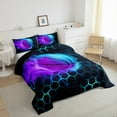 thumbnail image 3 of Castle Fairy Sport Basketball 3-Piece Full Size Comforter Sets,Teal Purple Bedding Comforter Set,Geometric Hexagon Lightweight Bedding Sets,Lightweight Gradient Room Decor,Reversible, 3 of 8