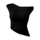 thumbnail image 5 of mfyjkho Camisetas Sin Mangas De Talla Grande, Tops Cortos Casuales Sin Mangas Para Mujer, Camisetas Lisas De Moda Con Fruncido Y Hombros Descubiertos Tops Elegantes Para Mujer M, 5 of 6