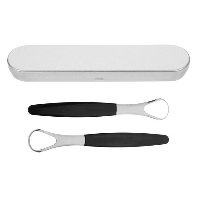 1 juego de raspador de lengua de acero inoxidable de lengua raspador de lengua portátil con caja