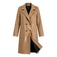 thumbnail image 5 of CHGBMOK Women's Mid Length Coat Notched Lapel Double Breasted Casual Overcoat Long Sleeve Loose Fit Outerwear Jacket with Pockets, 5 of 9