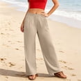 thumbnail image 3 of Admvng Women's Linen Pants Casual Summer Breathable Trousers with Pockets, 3 of 5