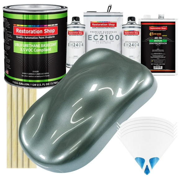 Restoration Shop - Steel Gray Metallic - Low V.O.C. Urethane Basecoat with European Clearcoat Auto Paint - Complete Gallon Paint Color Kit - Automotive Coating