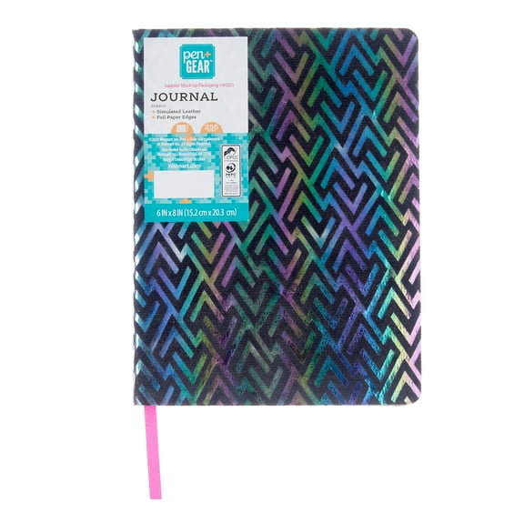 Pen+Gear Lined Journal, Geometric, Simulated Leather, 256 Pages