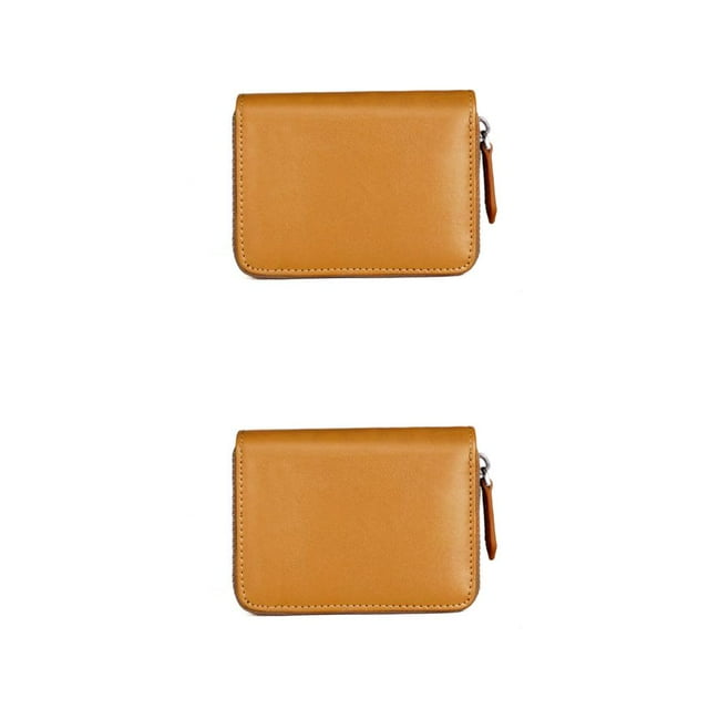 QualitChoice 1/2/3/5 Coin Purse Short Money Bag Change Mini Wallet for Zipper Rfid Blocking Card Holder Cowhide Big CapacityWomen Business Pouch Brown 2PCS