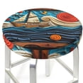 thumbnail image 3 of Naloa Whimsical Sailboat Ocean Art Round Bar Stool Cushion Cover 12-14 inch, Fits Kitchen, Office, Restaurant Chairs - {sizeName}14 inch, 3 of 7