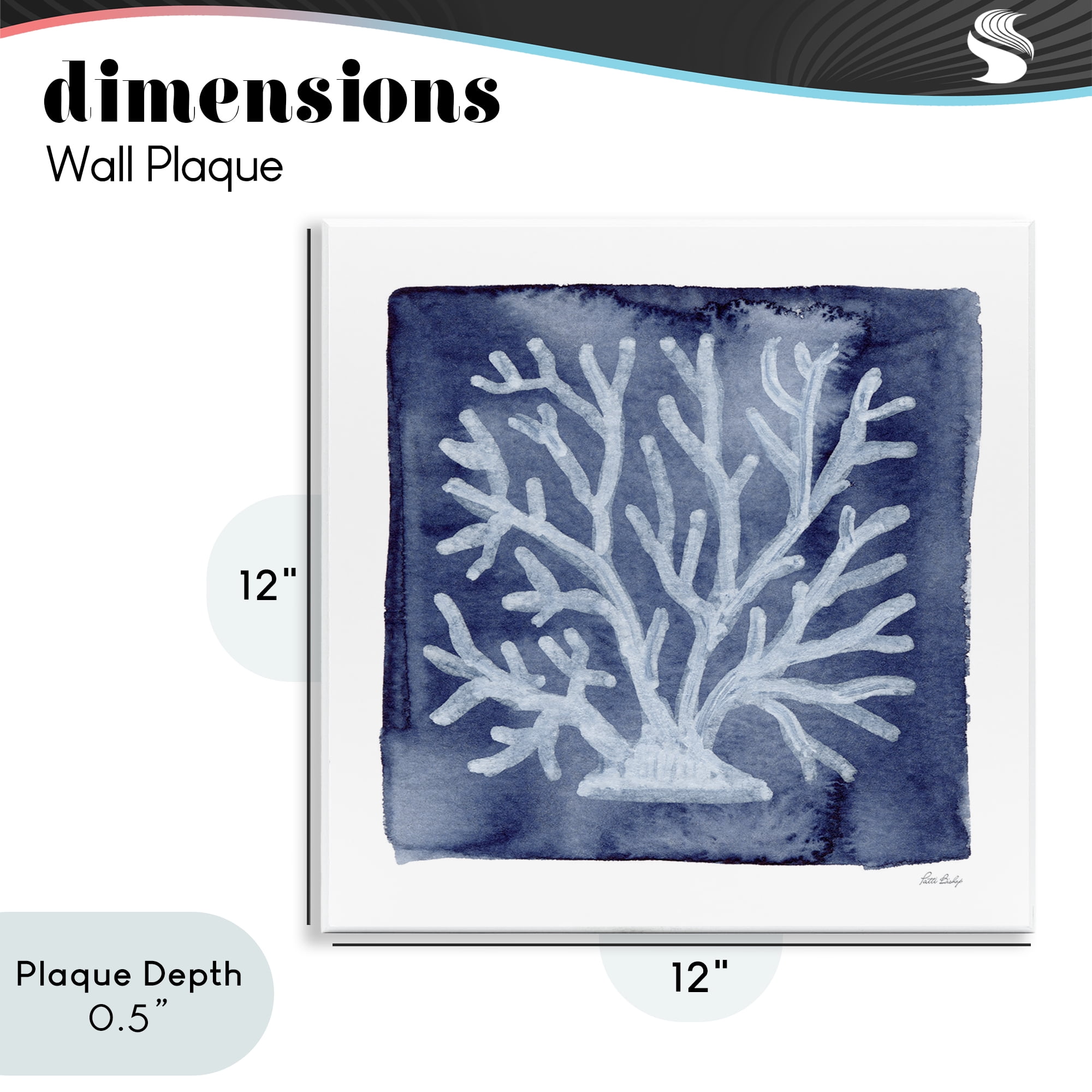 Stupell Industries White Coral on Indigo Wall Plaque Art, design by Patti Bishop