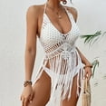 thumbnail image 6 of VBARHMQRT Swimsuit Cover up Dress Petite Beach Vacation Sexy Hand Crocheted Strap Hollow Long Tassel Bikini Cover up Cropped Top Swim Cover up for Women Long Robe Swimsuit Cover up Plus Size Wrap, 6 of 9
