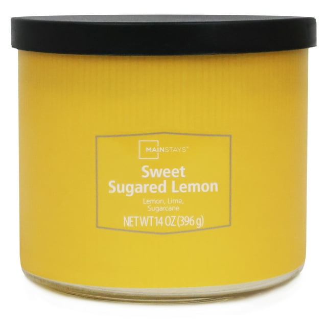 Mainstays 3-Wick Textured Wrapped Sweet Sugared Lemon Scented Candle, 14 oz