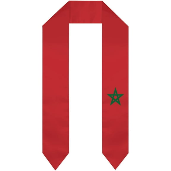DABOYOZHZH Morocco Flag Graduation Shawl Sash Stole Wraps Scraf For International Study Pride Women Men