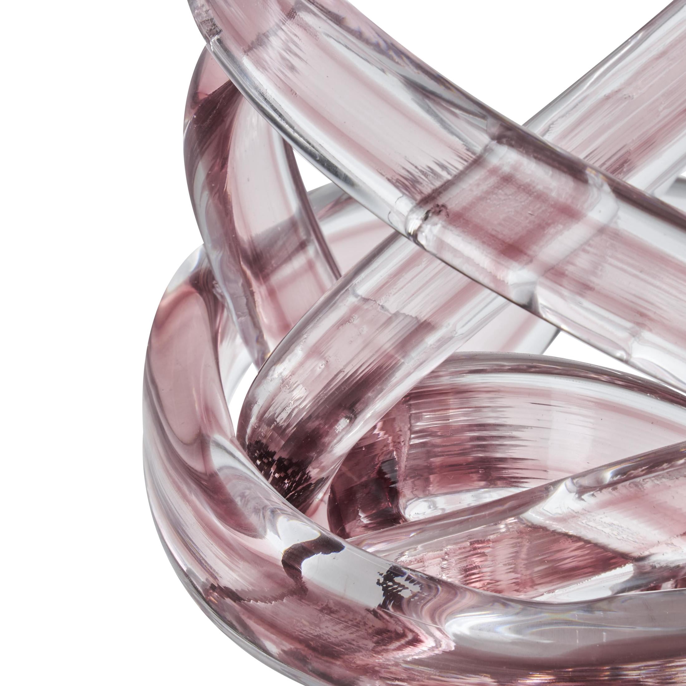 7" x 7" Pink Glass Brushed Ombre Twisted Knot Sculpture, by DecMode