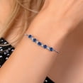 thumbnail image 3 of Gem Stone King 925 Sterling Silver Blue Created Sapphire and White E-F Lab Grown Diamond Tennis Bracelet for Women (3.26 Cttw, Fully Adjustable up to 9 inch), 3 of 5