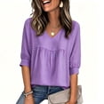 thumbnail image 5 of LVHAOGJOB Womens Oversized Shirts Pullover T Shirts V-Neck Long Sleeve Comfy Solid Color Tops for Juniors, 5 of 6