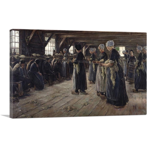 ARTCANVAS The Flax Barn At Laren Canvas Art Print by Max Liebermann - Size: 12" x 8" (0.75" Deep)