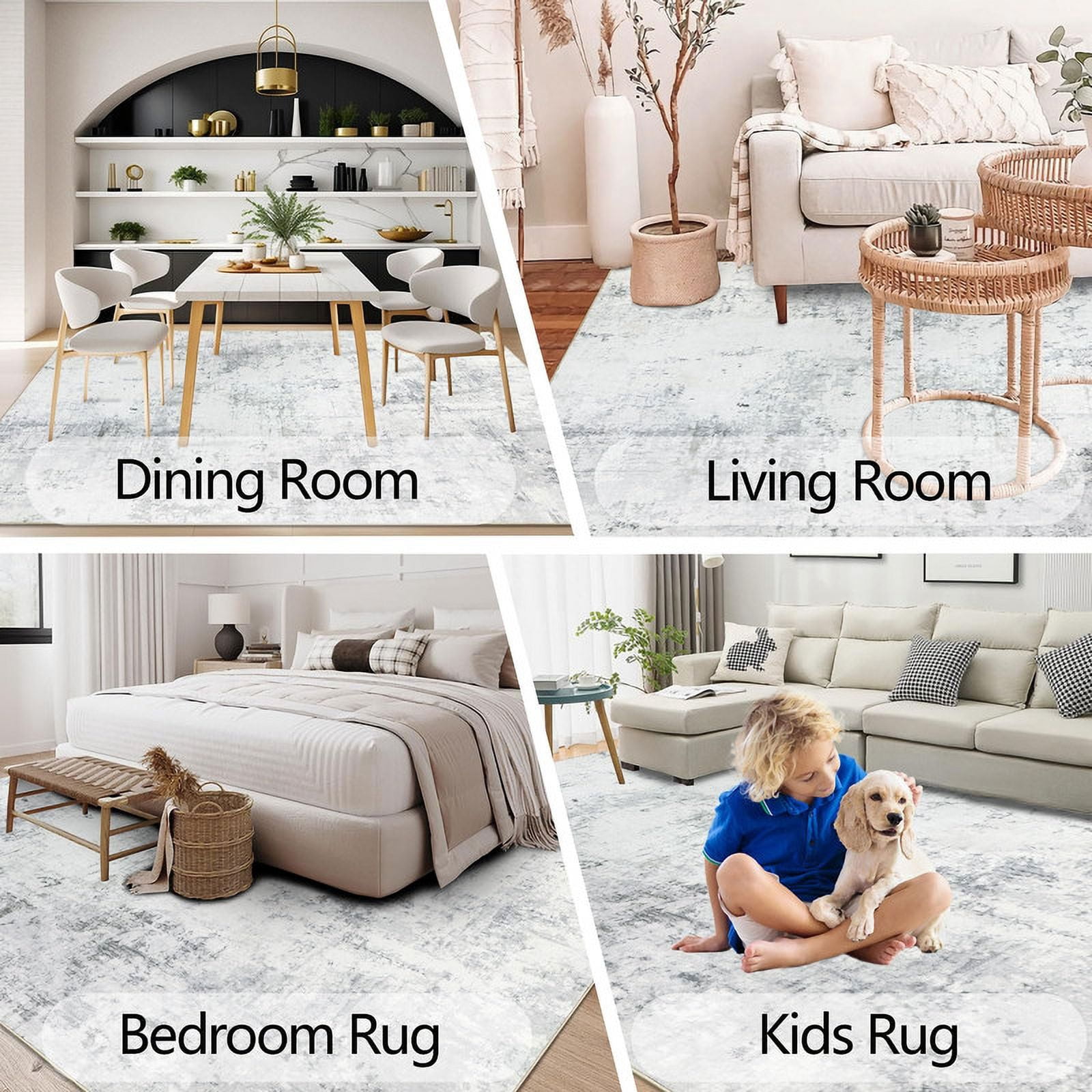 Aonewoe Area Rugs for Living Room Washable Bedroom Rug 8x10 Under Bed Non Slip Soft Abstract Carpet for Bedroom Dining Room Kids Room Classroom