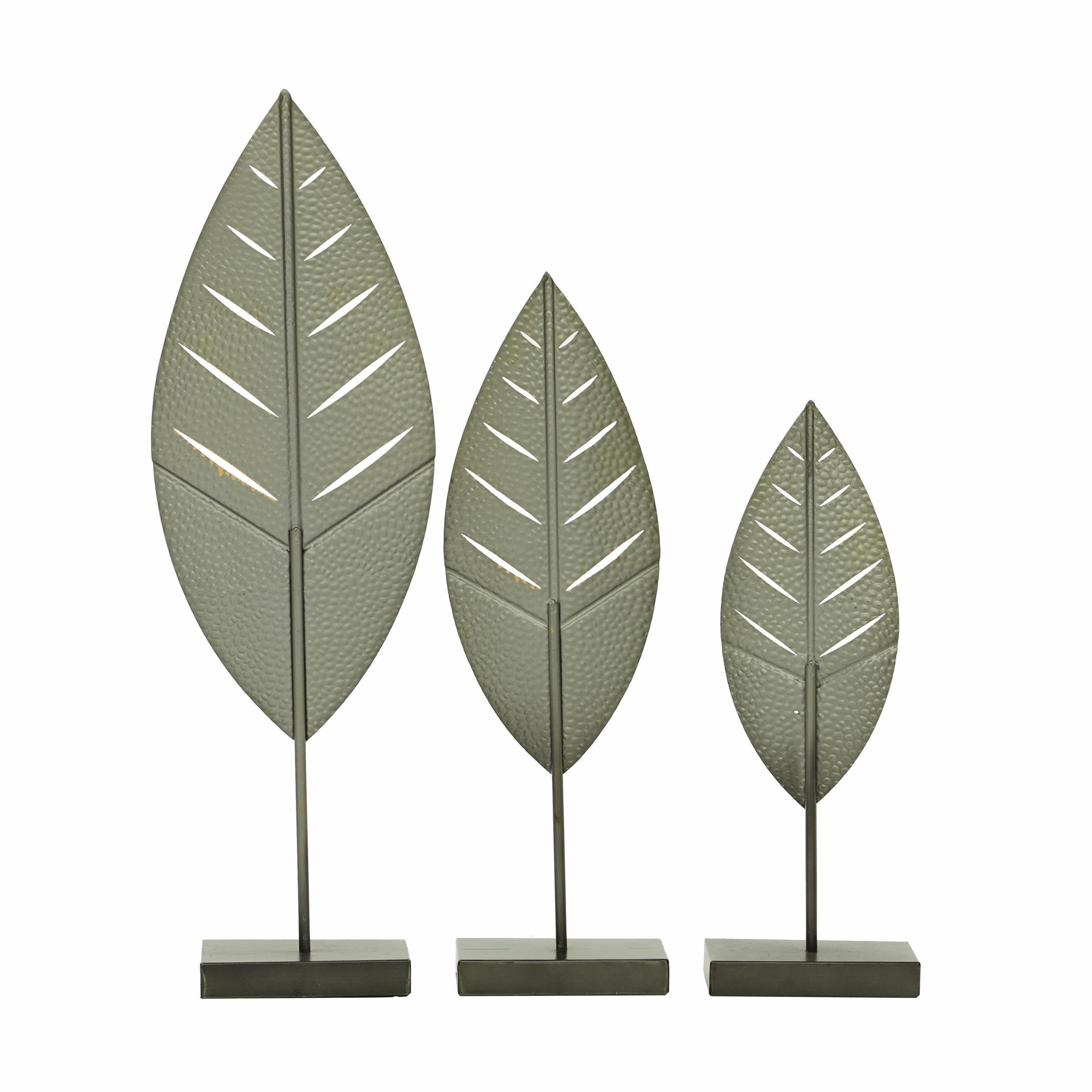17", 19", 26"H Gold Metal Leaf Sculpture, by DecMode (3 Count)