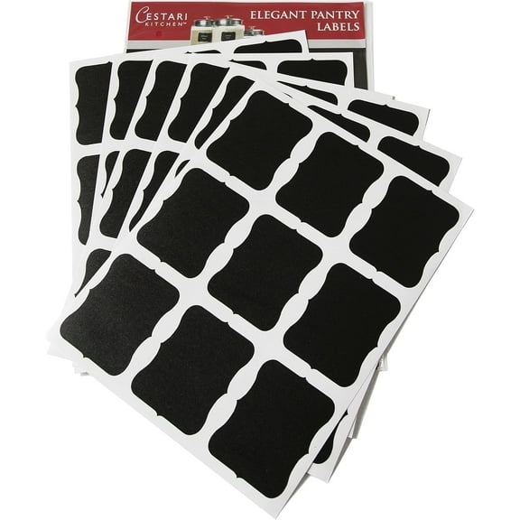Cestari Kitchen Erasable Decorative Chalk Labels, Matte Black PVC, 54 Count