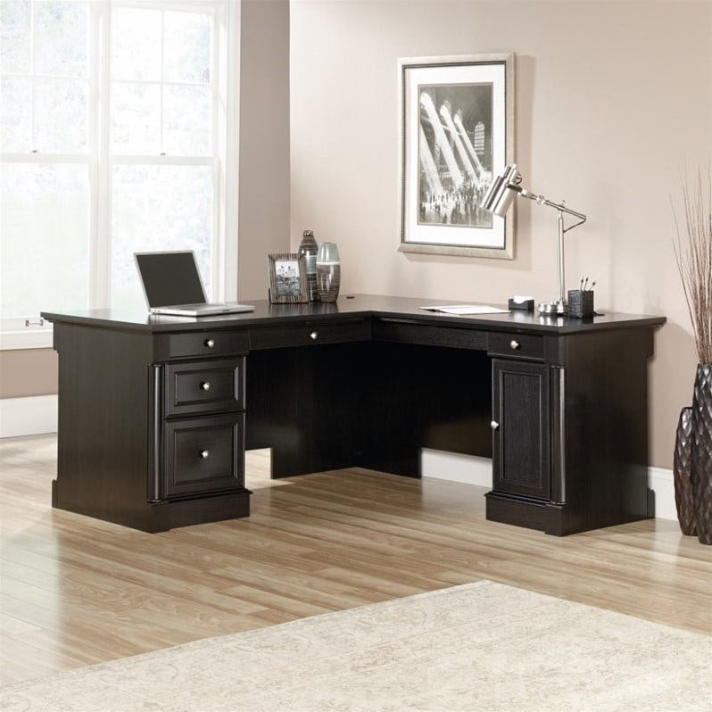 Sauder Palladia L Shaped Desk in Wind Oak