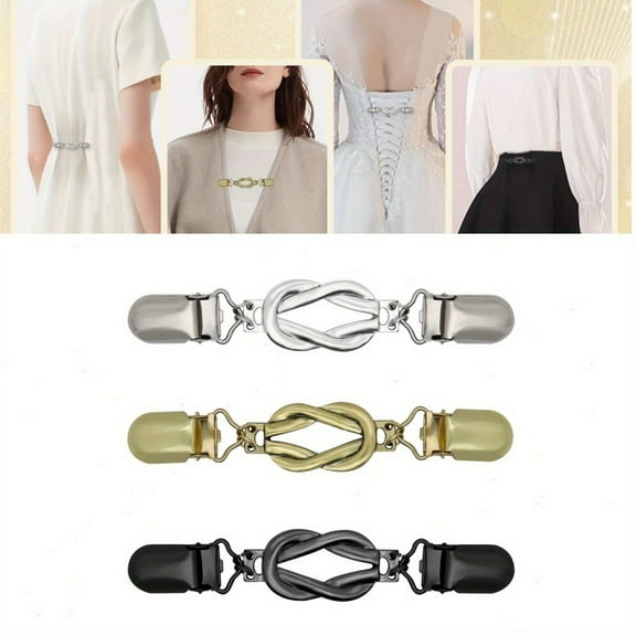 3Pcs Adjustable Multi-Use Clothing Clips, Vintage Sweater Pins, Goddess Fashion Accessories Suitable for Shawl Cardigan Dress Pant Waist Tightener