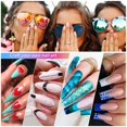thumbnail image 5 of IMSOHOT Uñas postizas cuadradas largas y brillantes, color negro, uñas postizas de color sólido, pegamento de completa en uñas para mujeres y niñas, 5 of 5
