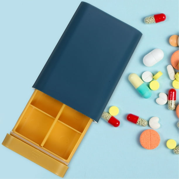 unbranded Estuche Organizador Portátil Azul Con Compartimentos Múltiples Para Almacenamiento Seguro De Medicamentos