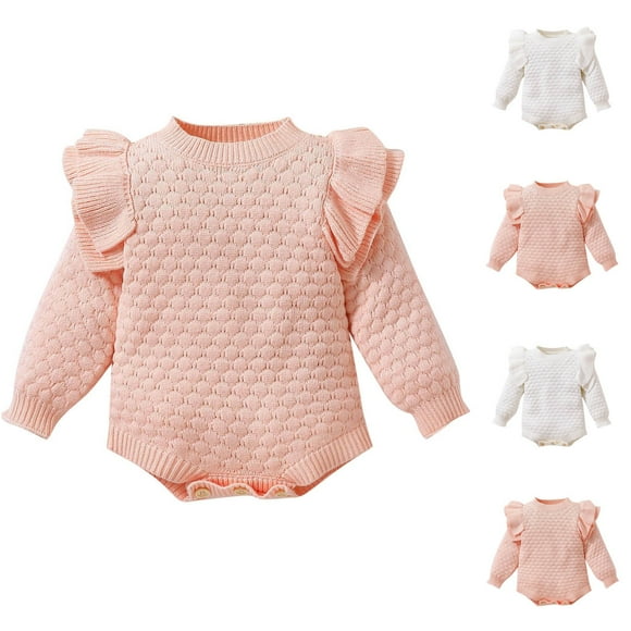 NJDVHB Économies d'Automne Hiver! Justaucorps pour Filles Décontractées, Romper pour Garçons Filles, Chandail Col Rond Manches Longues à Carreaux Chaud et Épais, Blanc, 90