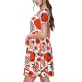 thumbnail image 2 of Balery Hand Drawn Tomatoes Vestidos sueltos de manga corta para mujer, vestidos de verano 2025, vestidos casuales de corte A con vuelo., 2 of 6