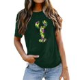 thumbnail image 1 of PMUYBHF Mode pour Femmes Hauts Décontractés Manches Courtes Col Rond T-Shirt Imprimé Ample 3927 S, 1 of 5