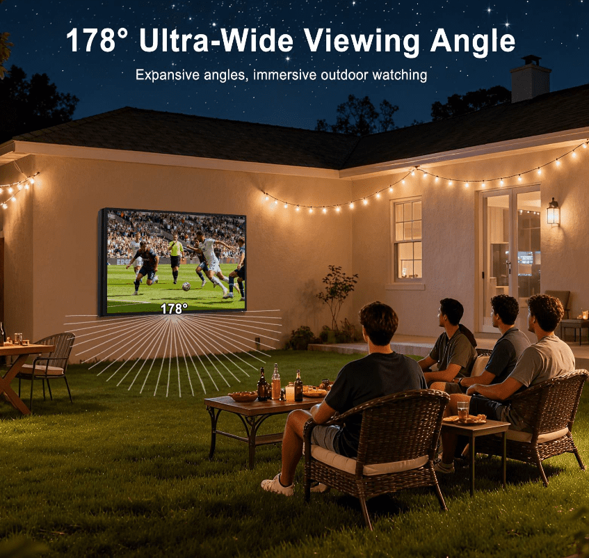 55" Outdoor TV, 4K UHD Smart TV, 1000nits High Brightness IP65 Waterproof, Suitable For Partial Sun, Patio Built-in Voice Assistant & Dolby Atmos
