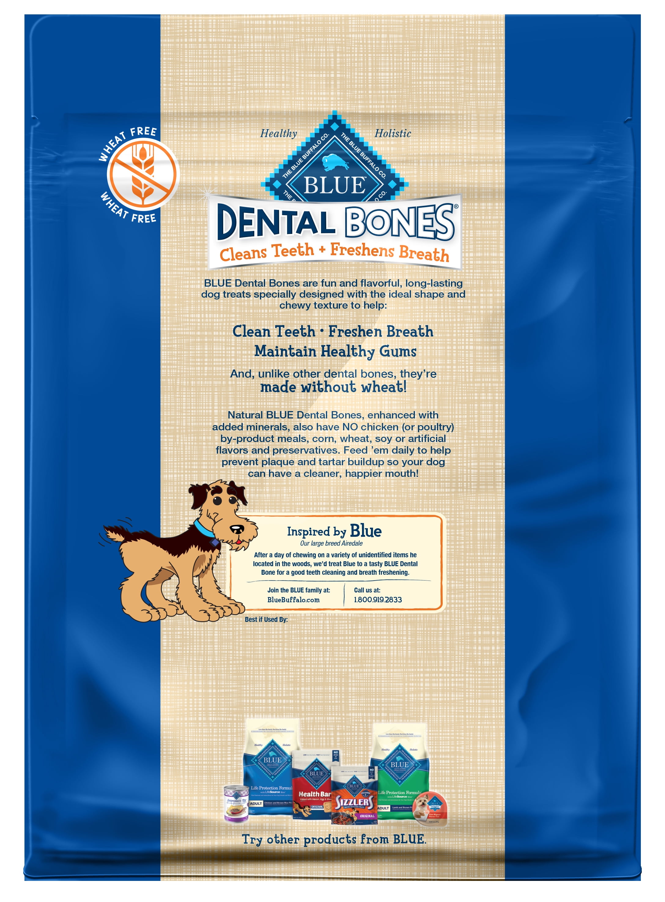 Blue Buffalo Dental Bones Small (15-25 lbs) Dental Treats for Adult Dogs, Whole Grain, 27 oz. Bag