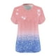 thumbnail image 4 of Tamaño Más Manga Corta Tops para la Impresión de Cuello en V de las Mujeres, Color Sólido Base de Verano Camiseta Casual, 4 of 4