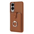 thumbnail image 4 of Compatible with Samsung Galaxy S25 Edge Wallet Phone Case,360°Rotation Finger Ring Holder Kickstand,with Card Holder,Lychee Pattern PU Leather Durable Shockproof Rugged Phone Case,Brown, 4 of 11