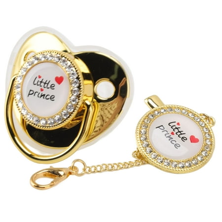 

Baby Luxury Rhinestones Silicone Infant Soft Loving Heart For Baby Gold